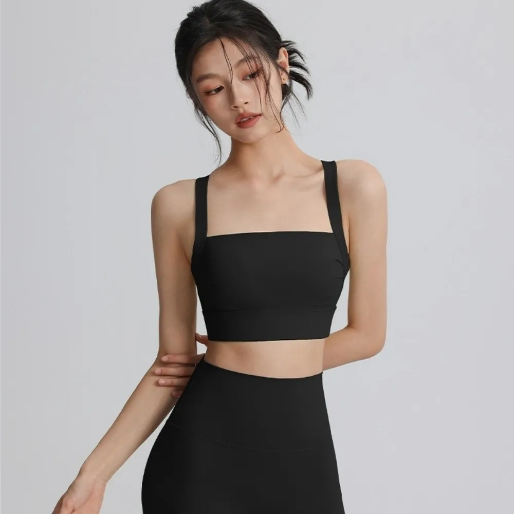 Sujetador deportivo con relleno extraíble para mujer, ropa interior de Yoga a prueba de golpes con agujeros en la espalda, Top corto cómodo para gimnasio con soporte de alto impacto