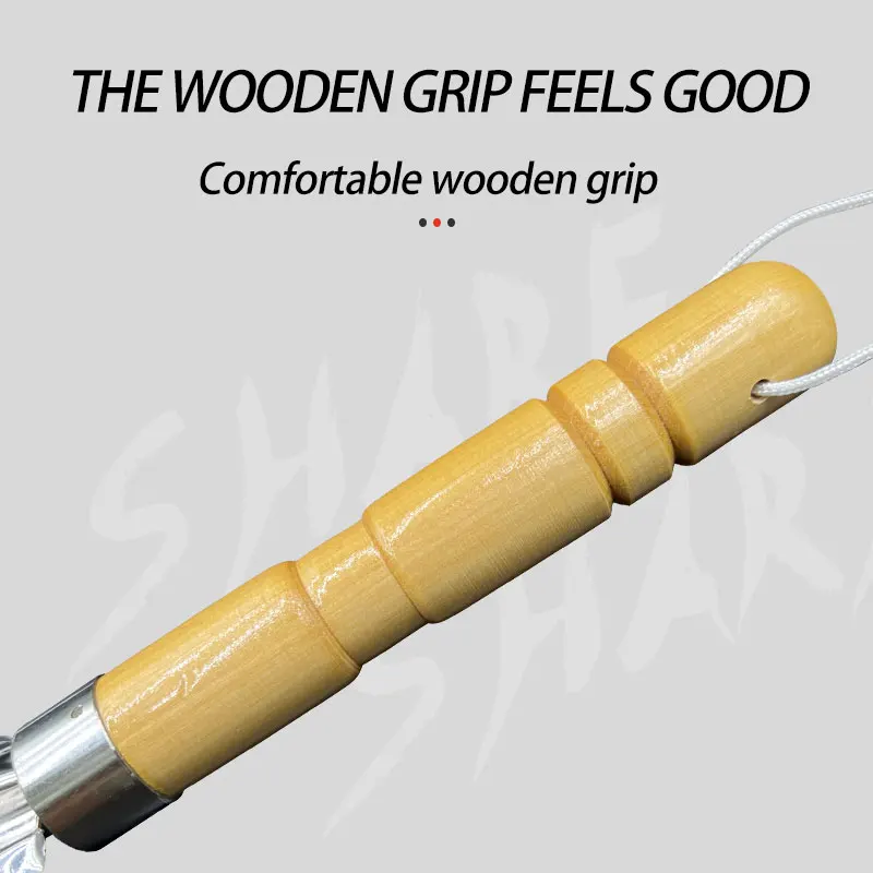 Herramientas de pesca, pala de cebo para camarones de acero inoxidable, mango de madera integrado antideslizante, espátula para camarones, pala para cebo de pesca - imagen 5