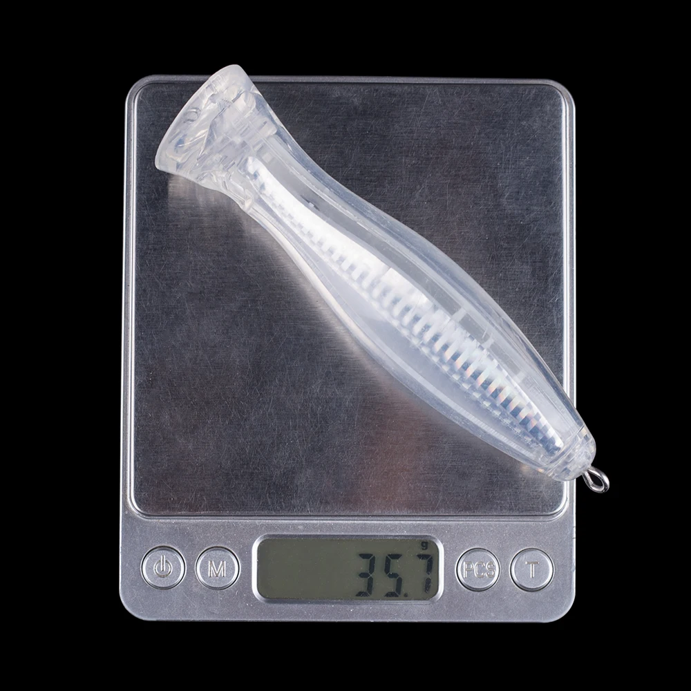 Hanlin-Señuelos de Pesca de plástico duro, 5/10 piezas, 12CM, 36G, Popper grande, lámina en blanco, cebos de superficie sin pintar, aparejos de pesca - imagen 3