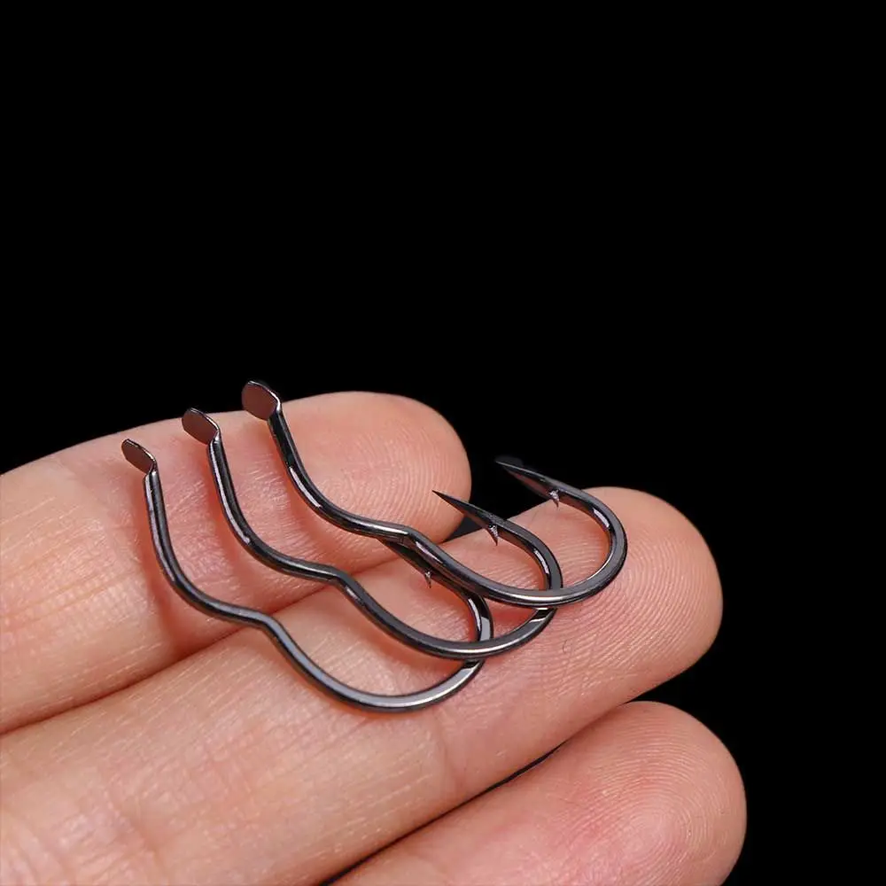 12 unids/pack de anzuelo de pesca con tapa automática de acero rico en carbono, anzuelo de pesca con púas antidesprendimiento afilado, anzuelo individual con tapa automática - imagen 4