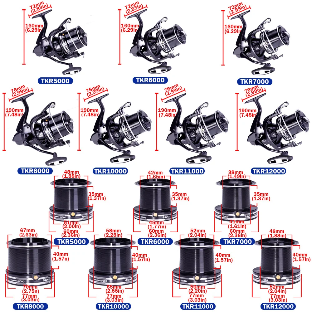 Carrete giratorio TUNA TKR Metal – Arrastre 27kg para jigging y curricán - imagen 5