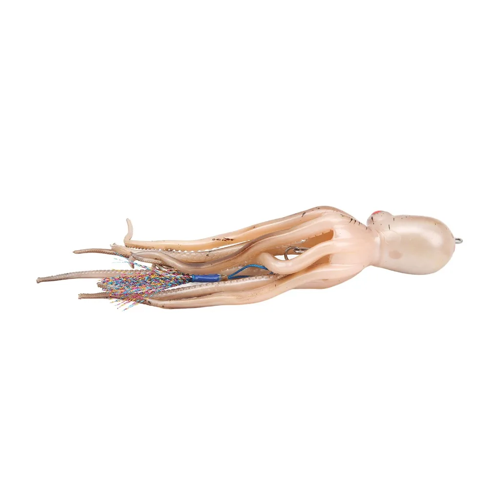 Señuelos de pesca de pulpo TPE con gancho y 10 bloques de tinta, plantilla de calamar de simulación de 20cm de longitud, cebos de pulpo suaves y realistas - imagen 5