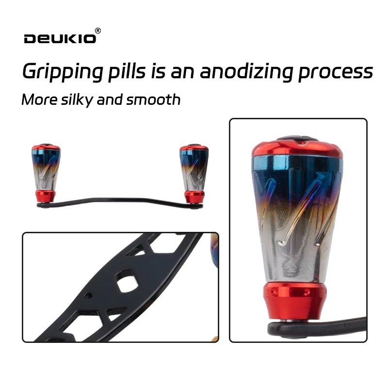 DEUKIO-mango de balancín de pesca Baitcasting, accesorios de cuerpo de aleación de aluminio, perilla de Metal para modificación de mango de marca S/D/A - imagen 3