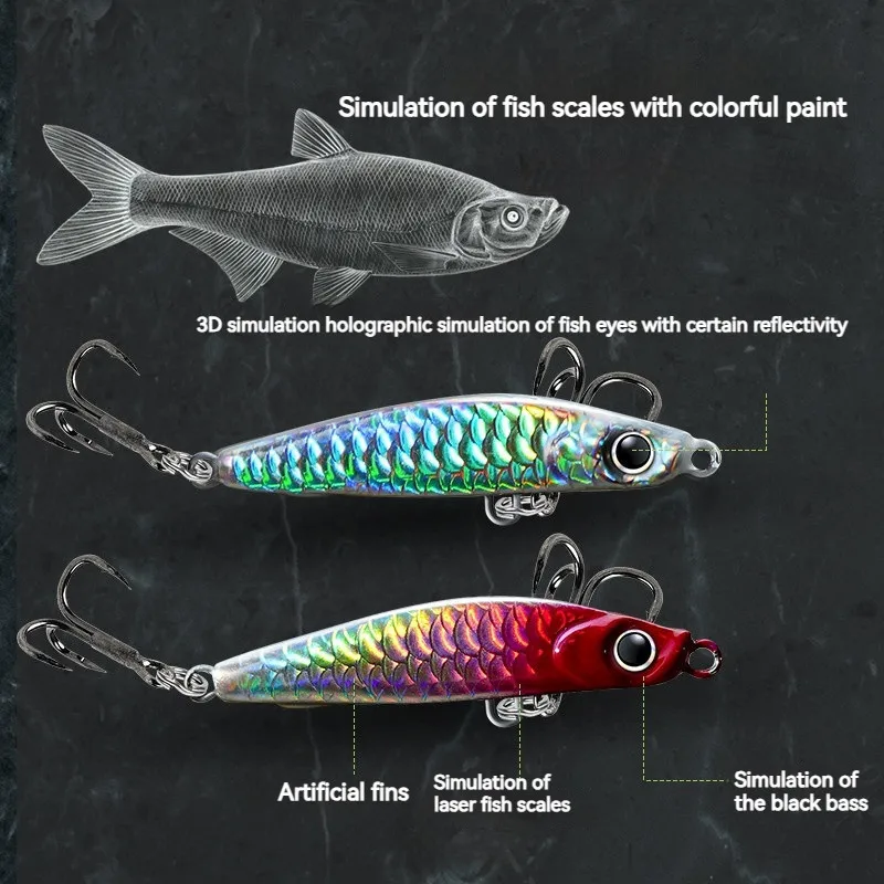 Señuelo de pesca de Metal piezas, cebo giratorio de pesca de agua completa, plantilla de Metal láser, cuchara Biat, 1 unidad - imagen 4