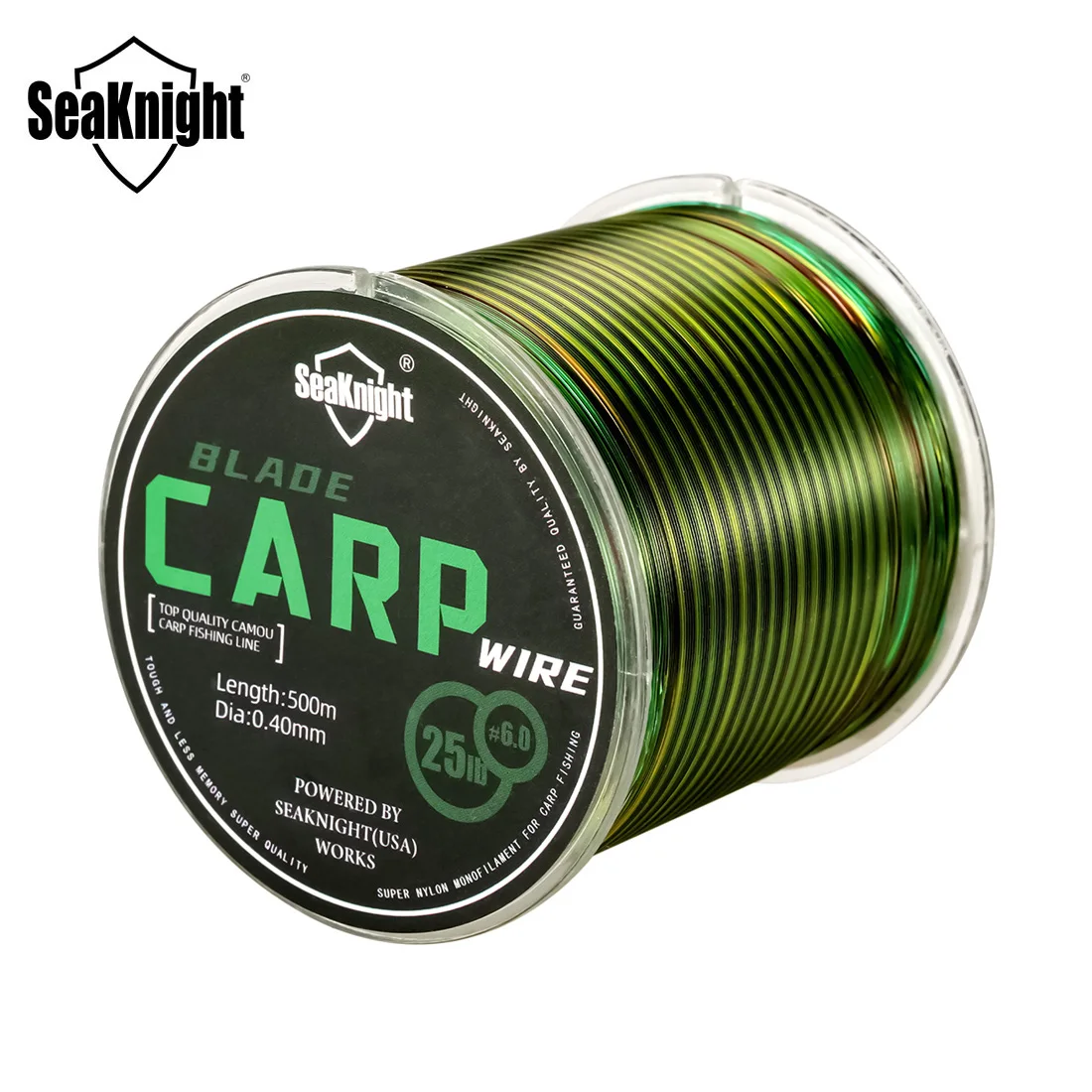 SeaKnight Speckle-sedal de nailon verde Invisible, 500M, suave, fuerte, carpa, camuflaje, sedal de pesca de mar 2,5 # -6.0 #   10LB-25LB