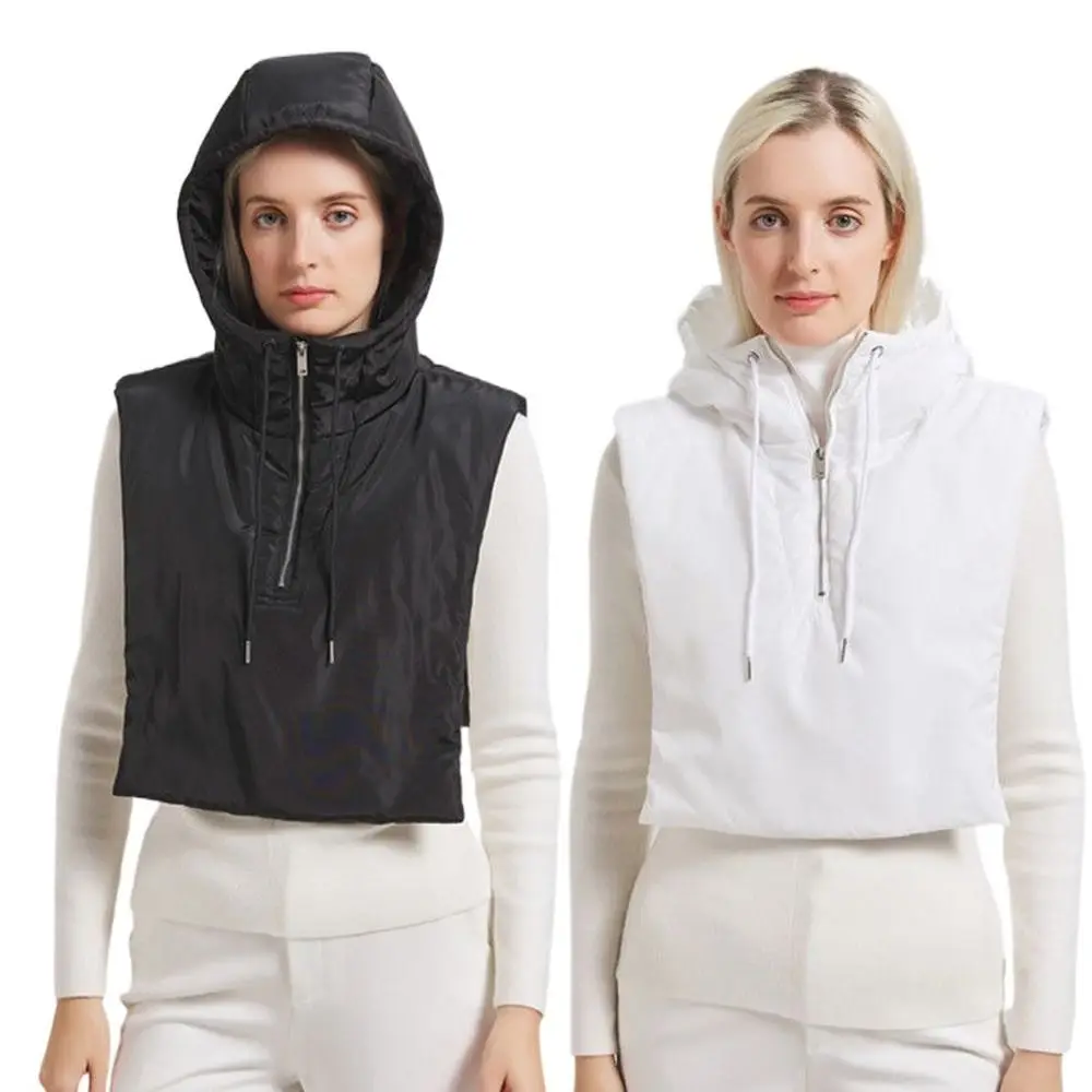 Gorro con capucha de cuello falso grueso de algodón, diseño de cremallera, bufanda ultraligera, pasamontañas, sombrero con cordón, sombrero Lei Feng para actividades al aire libre - imagen 4