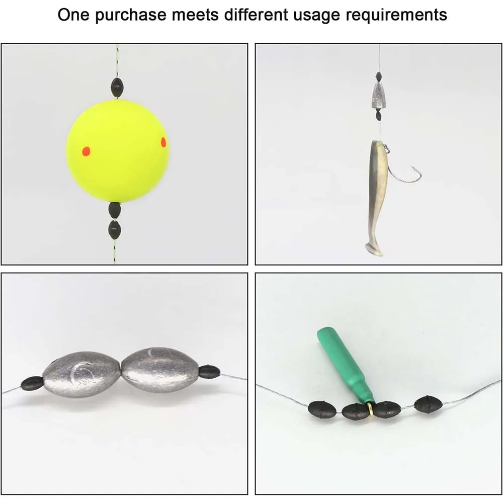 ZUKIBO 60 uds 10 grupos/600 Uds 60 grupos de granos espaciales tapón de aceitunas de goma negra frijoles no dañar la línea kit de pesca flotante de carpa - imagen 3