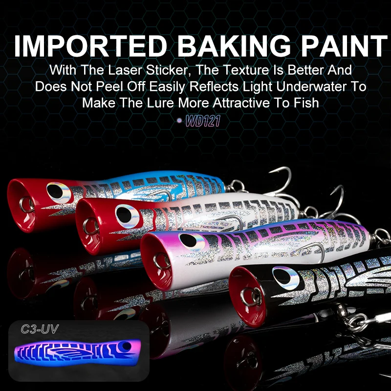 OBSESSION WD121 35g 135mm señuelo Popper de madera barco de aguas profundas cebo de curricán Wobblers de agua salada Pesca GT señuelos Popper de madera - imagen 4