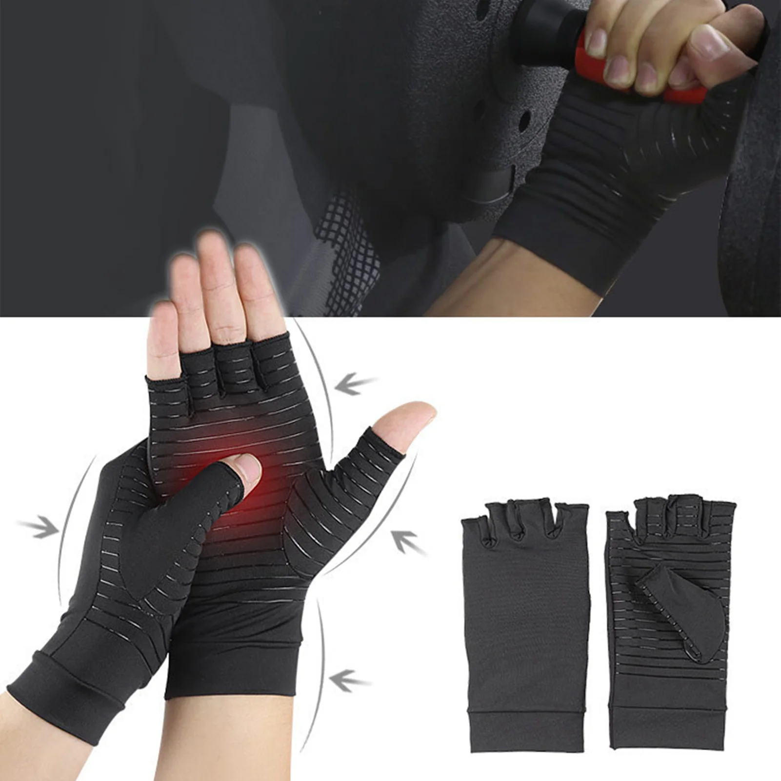 Guantes antideslizantes para muñeca transpirables de medio dedo