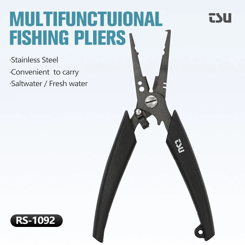 TSURINOYA-Alicates de pesca RS-1092 77g 18cm, cortadores de anillos divididos, línea multifunción de acero inoxidable, PE, nailon, removedor de anzuelos