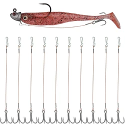 10 Uds. Cabezales de plantilla de señuelo de pesca con anzuelo triple, presión rápida de alambre de acero, anzuelos Stinger, anzuelos de remolque, aparejo poco profundo para Lucio Walleye