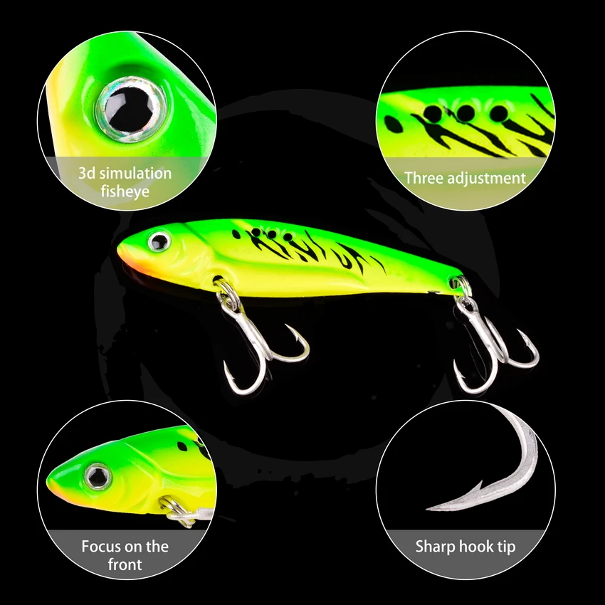 6pc tiro largo 3D los ojos de Metal Vib pala señuelo/7/10/12/15/18/25G hundiendo vibración cebos artificiales vibra para bajo Pike perca pesca - imagen 5