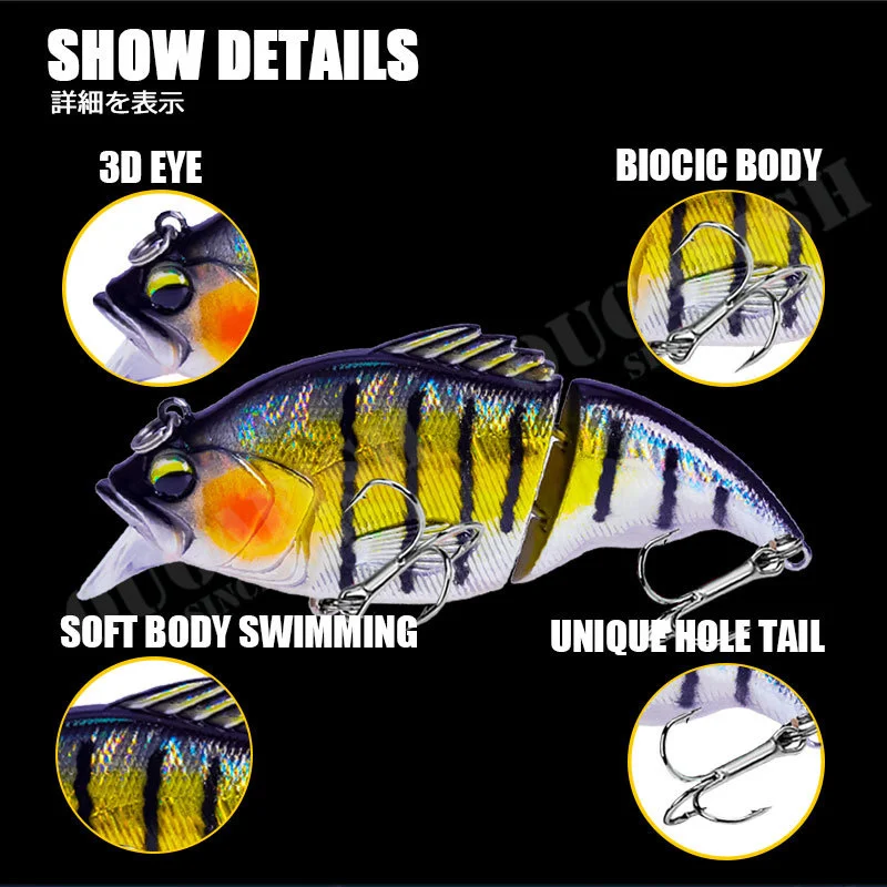 Señuelo de pesca de 75mm, cebo duro con vibración VIB de 13g, Wobblers, Swimbaits para perca, Lucio, Crankbaits, señuelo duro Artificial que se hunde - imagen 5