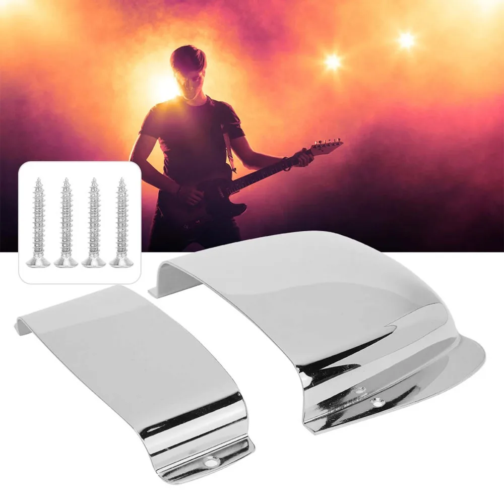 Práctica cubierta de placa de puente ​   Juego de cubiertas de puente de pastilla con tornillos dorados ​ Funda Cenicero de Hierro Plata ​   Bass Bridge Cover Bajo Guitarra - imagen 3