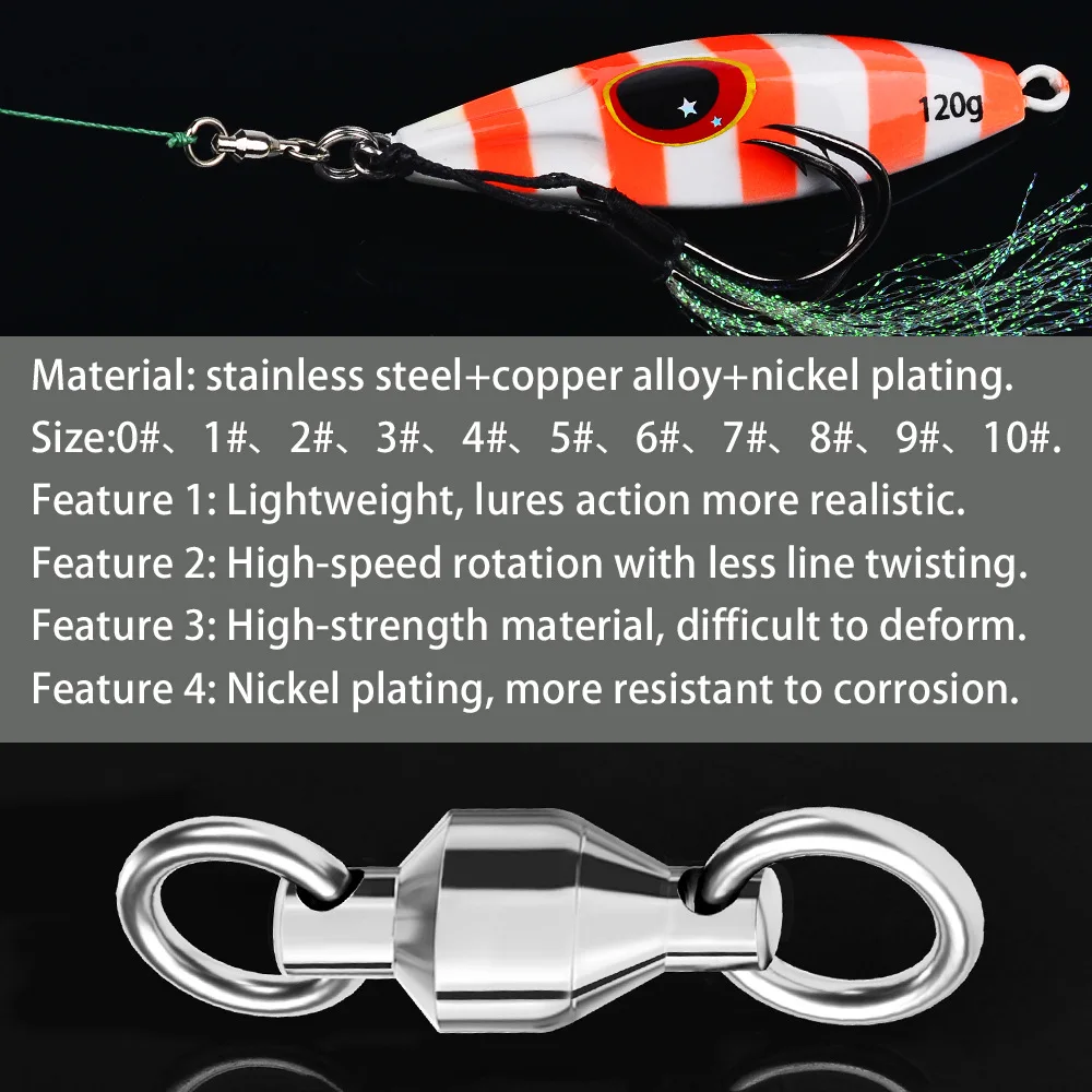 Hebilla de anillo giratorio de rodamiento soldado de doble cabeza, conector de objeto grande, acero inoxidable, anillo en forma de 8, accesorios de equipo de pesca, 10 piezas - imagen 4