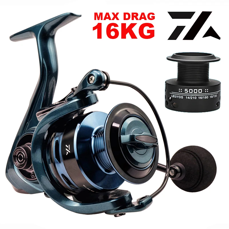 Carrete de pesca giratorio doble, brazo de Metal l, alimentador de carpa de agua salada, carrete de fundición