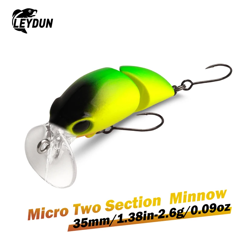 LEYDUN-señuelo de pesca Micro de 35mm y 2,6g de ancho, dos secciones, pececillo flotante, buceo poco profundo, Crankbait, pesca Artificial, Swimbaits - imagen 2