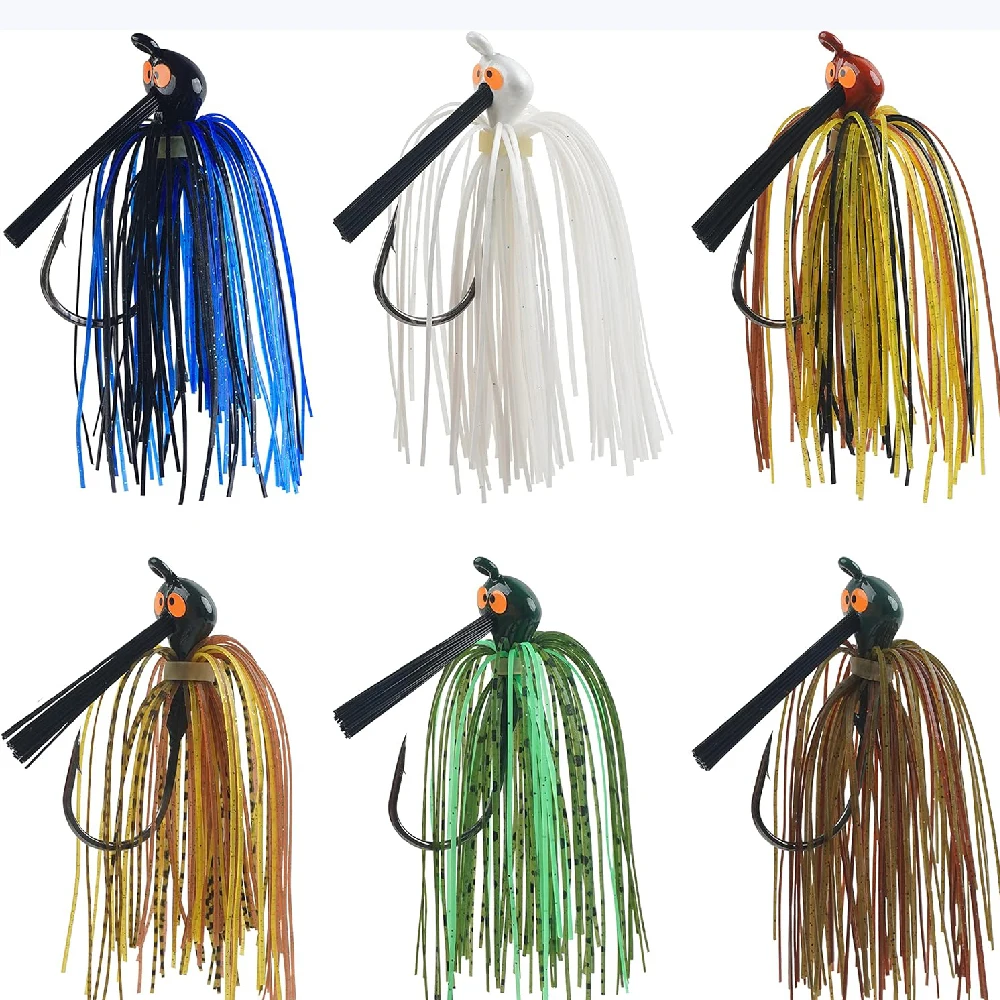 Señuelo Jig Lubina Cabeza Tungsteno Faldas Silicona Protector Malezas
