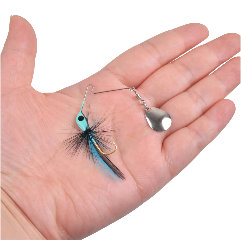 9 uds/18 Uds cebo giratorio pesca de Metal Spinnerbait señuelos para Lucio trucha salmón agua dulce aparejos de pesca Wobbler - imagen 5