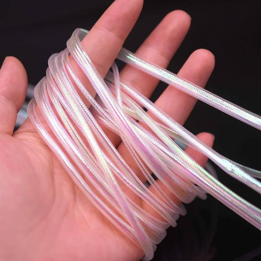 MNFT MNFT 2 m/bolsa trenza nacarada tubo Mylar atado con mosca pesca holográfica redonda 2mm 4mm 6mm 8mm - imagen 5
