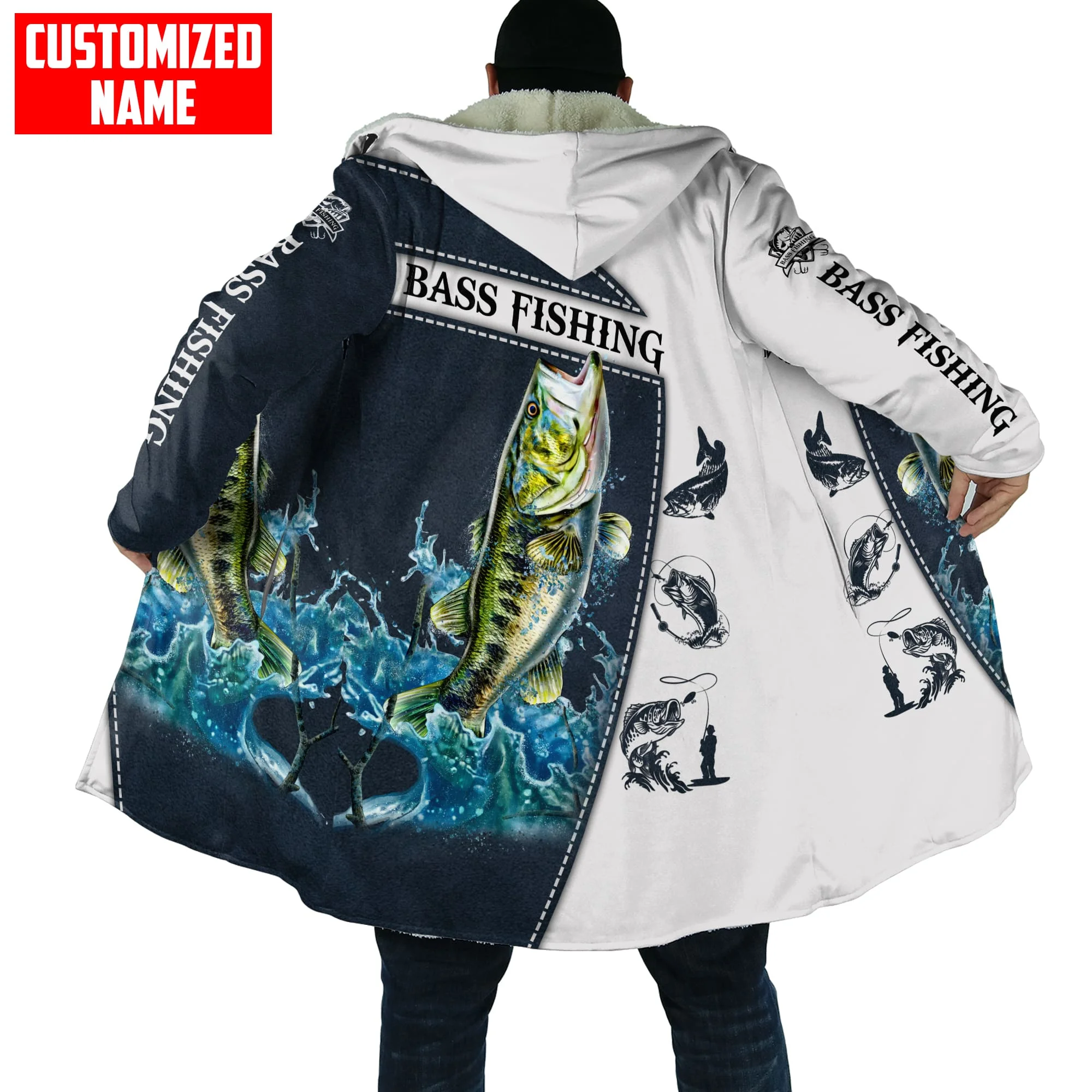 Capa de invierno a la moda para hombre, capa con capucha de lana gruesa con estampado 3D de faraón del Antiguo Egipto, capa cálida informal Unisex DP35 - imagen 3