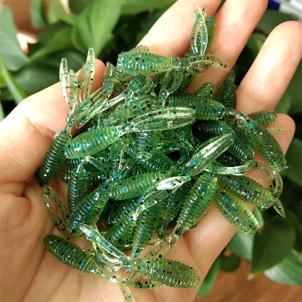 Señuelo de pesca de doble cola, anzuelo de 80 piezas, 35mm, 0,4g, Ajing Rockfish Jig Swimbait, gusano, Lucio, cebo Jigging, trucha - imagen 5