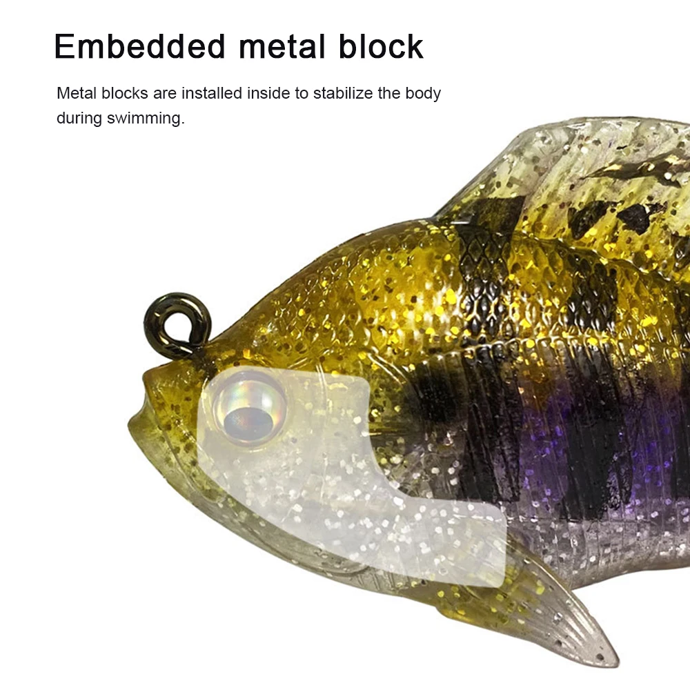 Hanlin 6 cm/14g 8 cm/25g cebo suave cola en T Señuelos de pesca Wobbler cebo Artificial Bluegill Swimbaits hundimiento pez luna aparejos de lubina - imagen 3