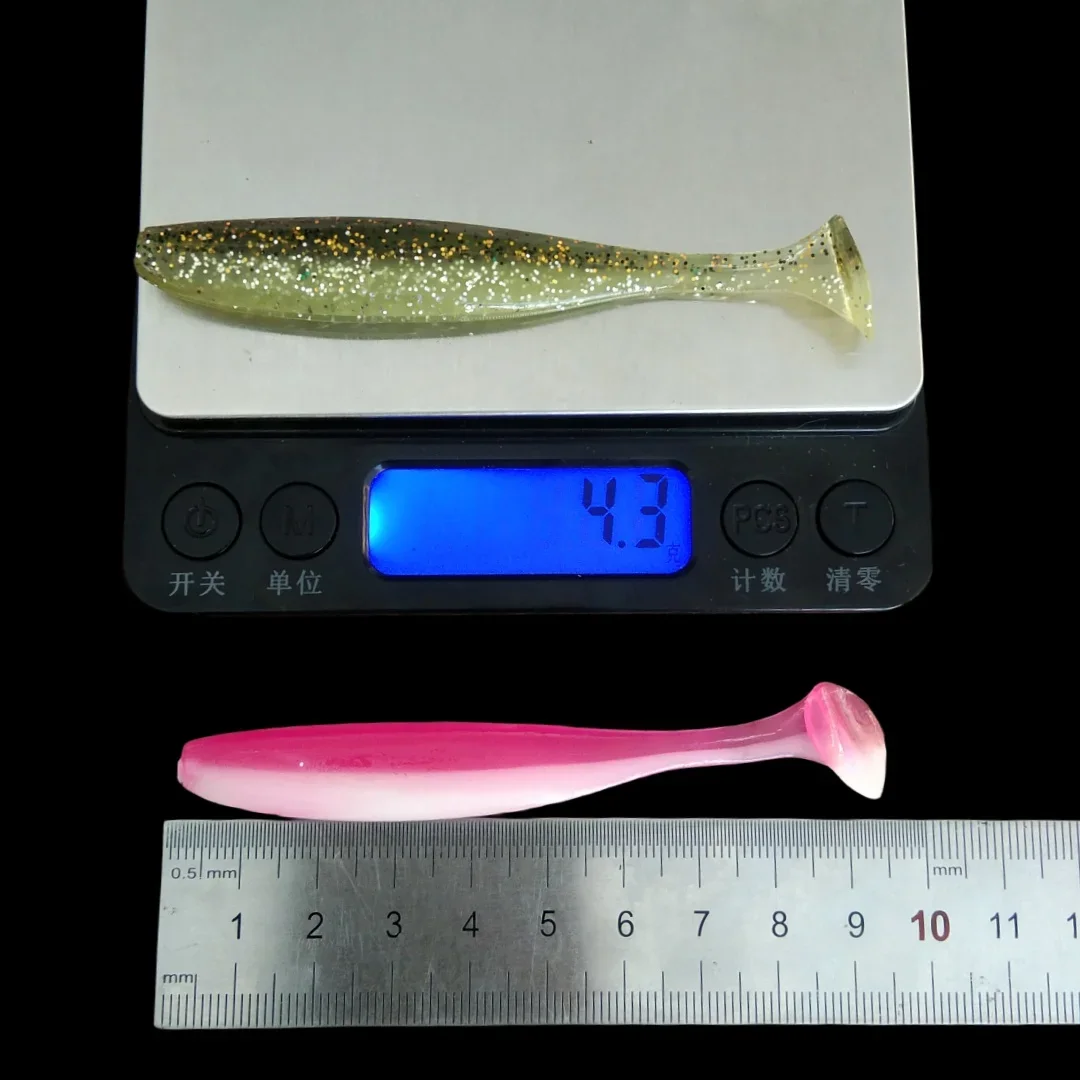 48 unids/lote 90mm 4,2g T cola Wobblers cebos blandos colores dobles Señuelos de Pesca de silicona cebo Artificial para carpa aparejos de pesca de lubina - imagen 3