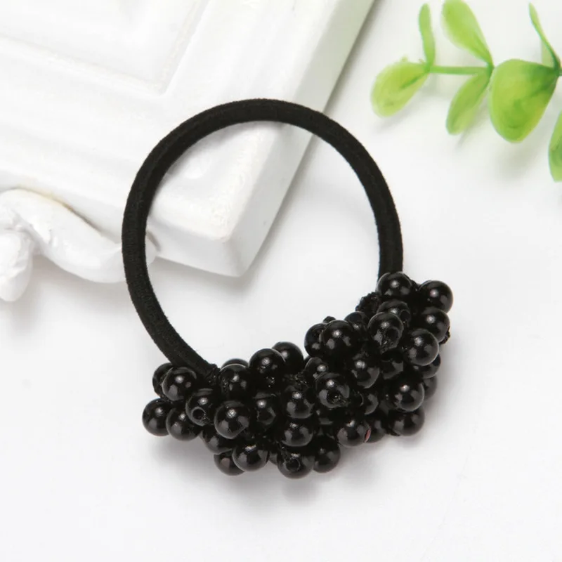 Accesorios para el cabello para mujer, diademas con cuentas de perlas, soporte para cola de caballo, bandas elásticas Vintage para el cabello para niñas - imagen 5