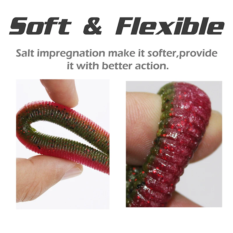 1 Uds gusanos señuelo de Pesca de lubina cebo Artificial de plástico suave Ned Wacky Rig Tpe flotante sin peso Leurre Souple Wobbler - imagen 3