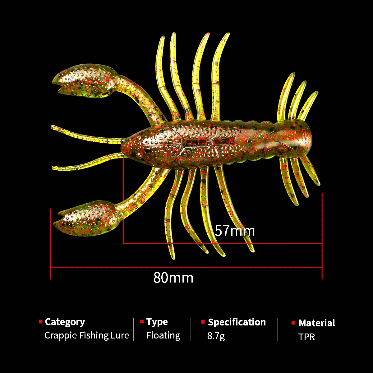 4 uds/pkt cebo blando de camarones flotante 80mm 8,7g señuelo suave Wobbler cebos de lubina cangrejo Artificial Pesca - imagen 3