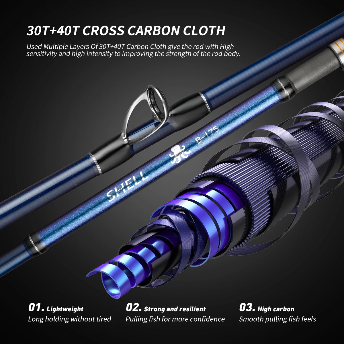 Caña de pescar de 1,75 m para pulpo, potente caña de jigging con punta de titanio y caña de pescar de acción 9:1 en barco de alta calidad - imagen 3