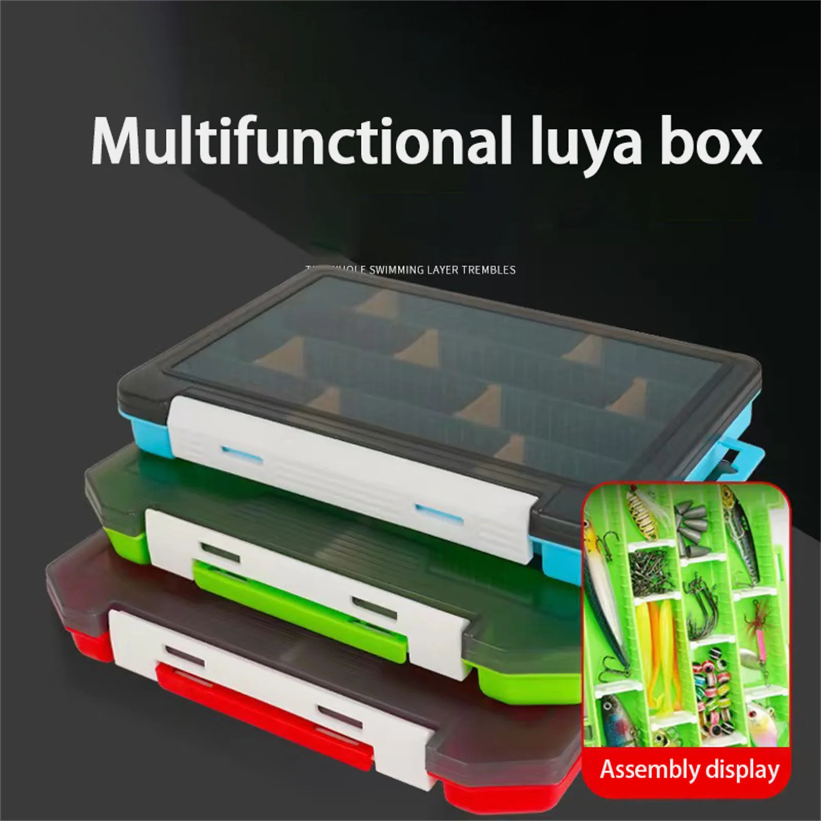 Caja de señuelos de pesca portátil, caja organizadora de señuelos de pesca con múltiples rejillas ajustables, práctico accesorio de pesca al aire libre, engranajes para peces de hielo - imagen 5