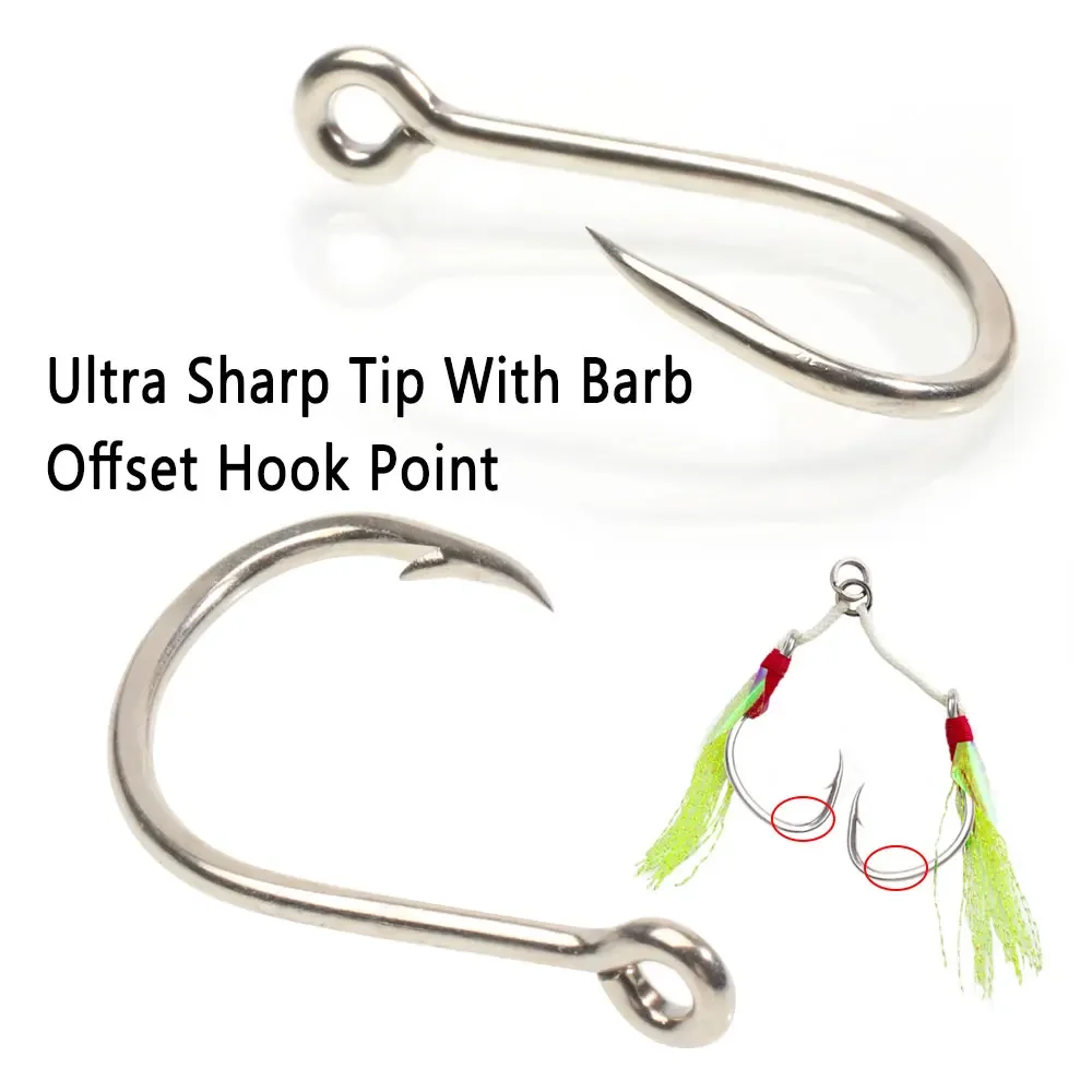 Bimoo-anzuelos de acero de alto carbono para agua salada, señuelo de púas, anzuelo de asistencia para Jigging, 10 piezas, 2/0, 3/0, 4/0, 5/0 - imagen 5