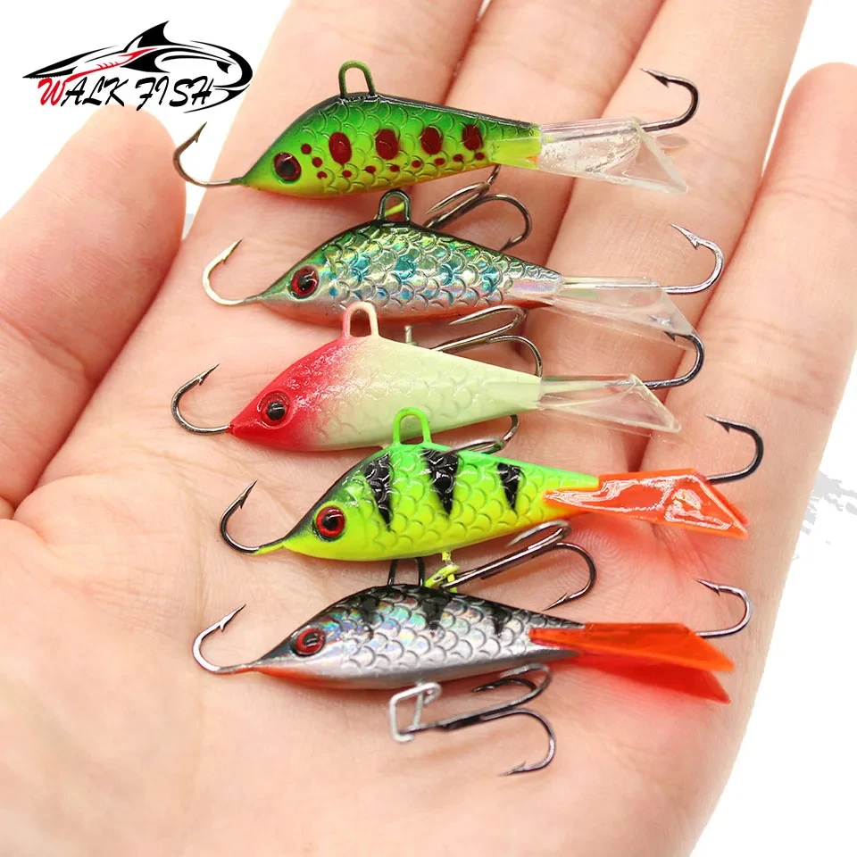 WALK FISH 1 Uds 50mm 7,5g anzuelo de pesca en hielo señuelo de equilibrio plano cebo de Metal Mini cebo de pescado de plomo caminar pescado carpa de invierno Lucio de ojos blancos - imagen 3