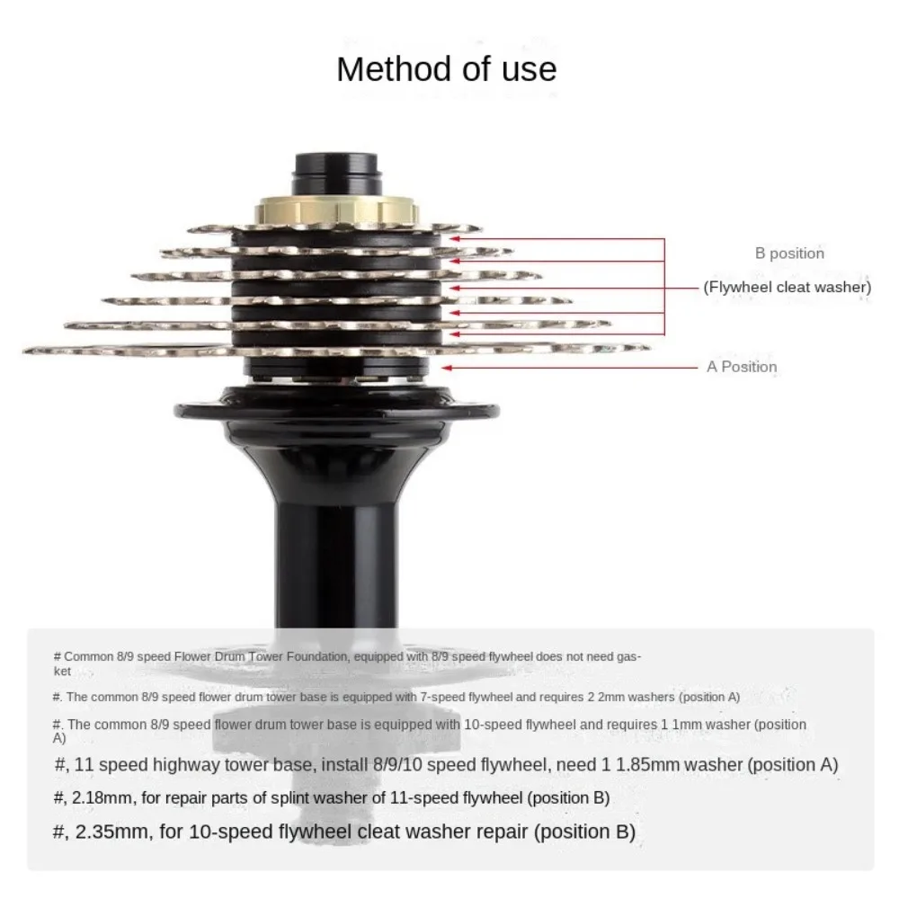 Nueva arandela de buje de bicicleta, espaciadores de buje de volante de bicicleta de carretera de aleación de aluminio 1/1, 5/1,85/2/2,18/2,35mm, espaciador de volante de Cassette - imagen 4