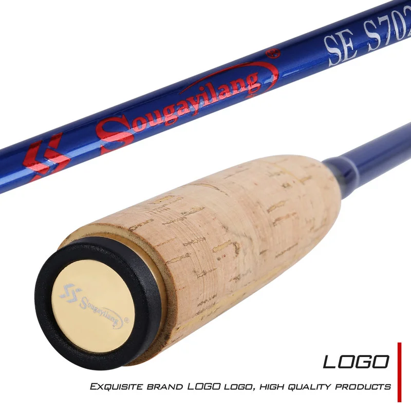 Sougayilang-caña de pescar de 4 secciones, caña de pescar portátil de fibra de carbono ultraligera, giratoria y de viaje, 2,1 m, 2,4 m - imagen 3