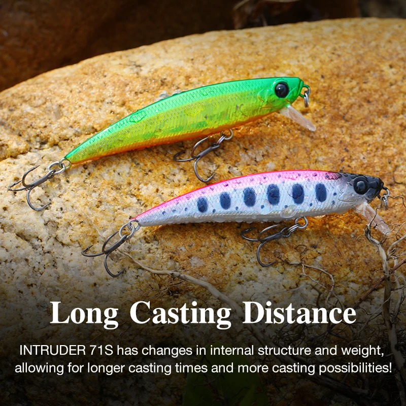 TSURINOYA-señuelo de pesca hundido con enchufe para trucha, intrusor 71S, 71mm, 10g, Crankbait de fundición larga, Lucio, lubina, Jerkbait Minnow de alta velocidad - imagen 5