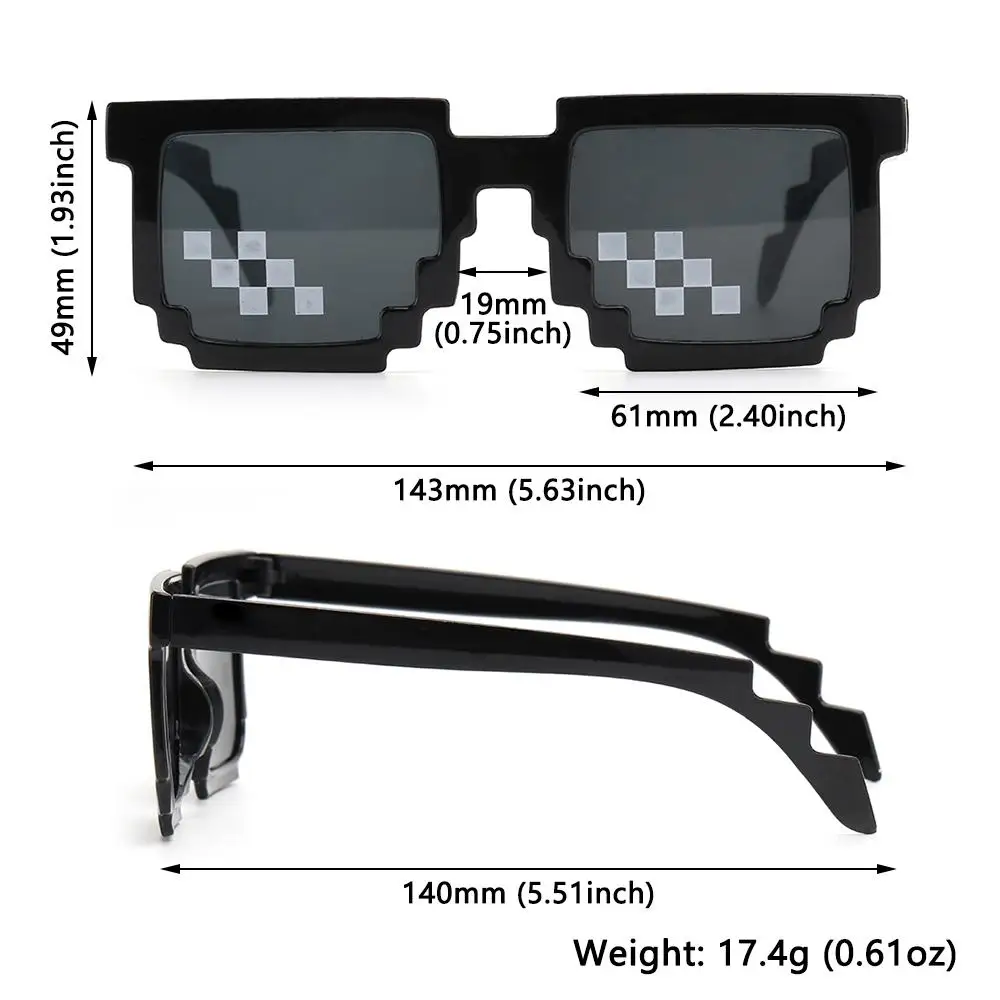 Accesorios divertidos para fotos de Halloween, gafas de mosaico pixeladas para Cosplay, gafas de discoteca para fiesta, gafas de sol decorativas para Gamer Robot - imagen 5