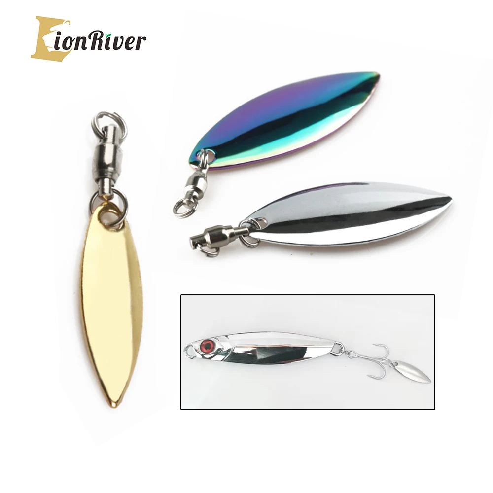 Lionriver, 10 Uds., cucharas reflectantes de pesca de arcoíris/dorado/plateado, señuelo ruidoso de Metal con rodamiento giratorio para cebo giratorio, plantillas VIB - imagen 2