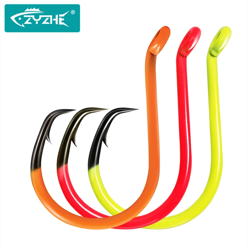 ZYZ 4 ~ 8 unids/lote gancho circular 6/0 #   7/0 #   8/0 #   9/0 #   10/0 #   Anzuelos de pesca de agua dulce y salada con revestimiento fluorescente Hawksbill