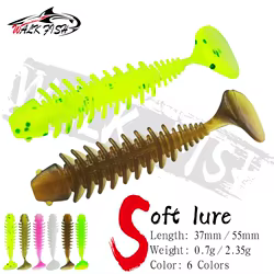 Walk Fish Señuelo de vinilo swimbait con cola en T para jig head