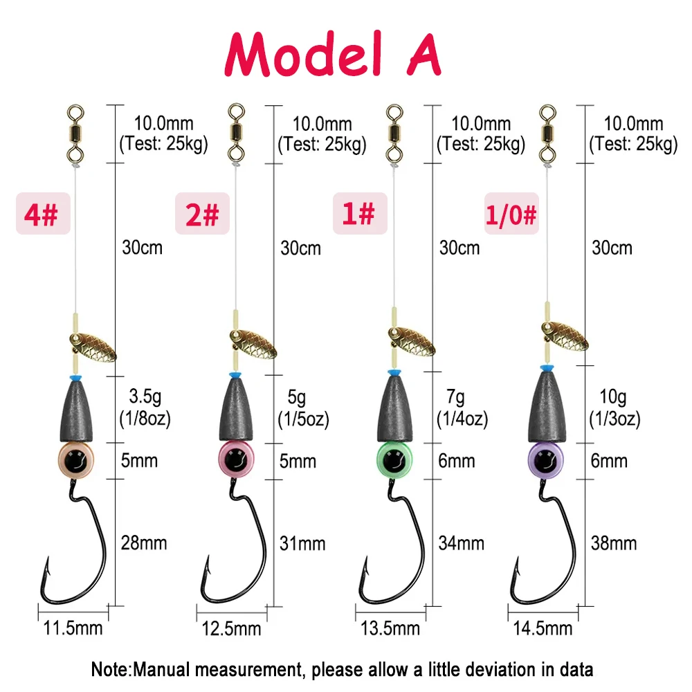 Ellllv-Kit de aparejo para pesca de lubina, anzuelos de manivela, cuchillas giratorias, aparejo listo para Texas, 5 unids/set - imagen 2