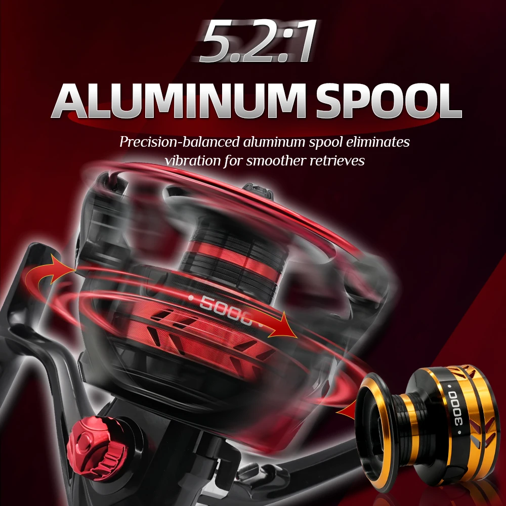 Carrete giratorio ROOBLINOS YG 5,2: 1 tamaño 1000-7000 equipo de pesca integral suave y ligero - imagen 4