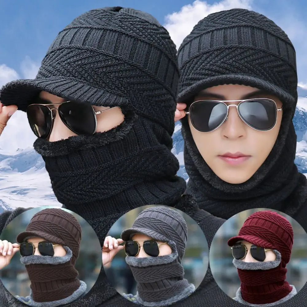 Gorro cálido de poliéster a la moda para invierno, gorros tejidos de una pieza con protección contra el frío para el cuello y la cara, gorro de esquí transpirable para hombre - imagen 2