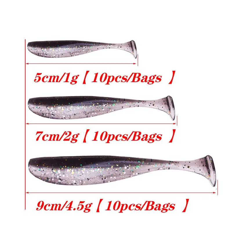 Proleurre gusano de pesca señuelo suave fácil brillo Señuelos de silicona cebo de goma Artificial plantilla Wobblers T cola Swimbait para Lucio - imagen 2