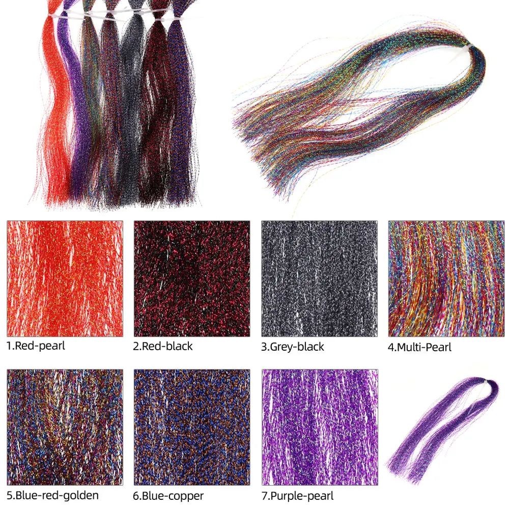 Bimoo-anzuelos para moscas ninfas, 14 paquetes de 7 colores variados, Flashabou, varios tonos para moscas, ninfas, Streamer, Sabiki