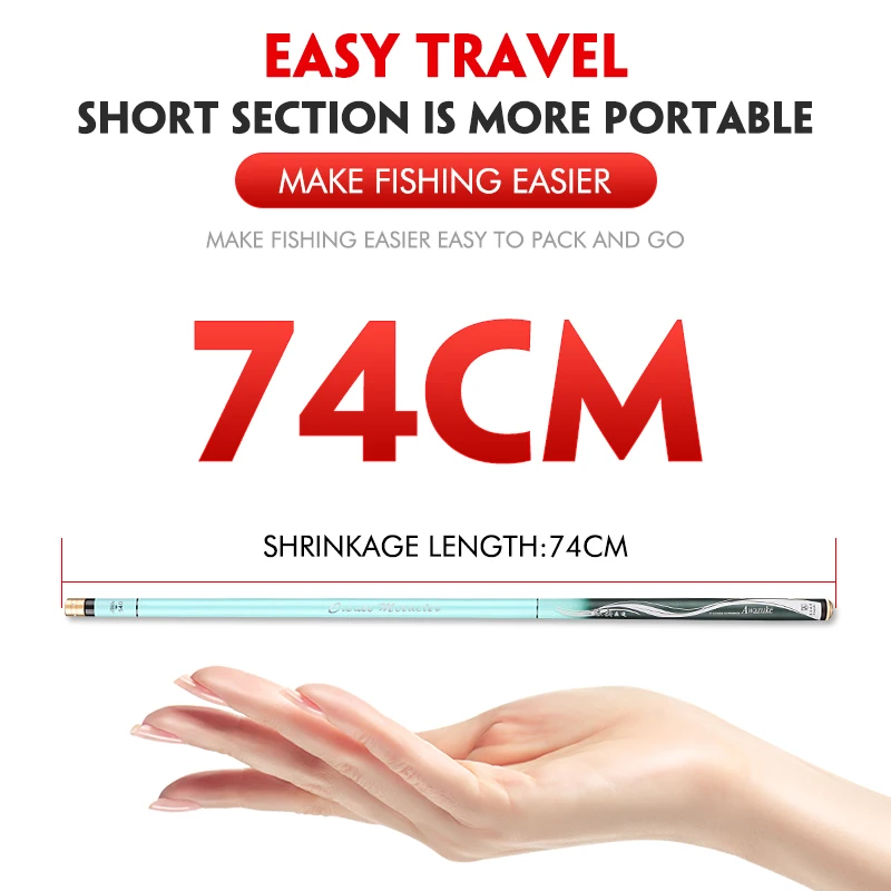 Caña de pescar para principiantes, caña de agua dulce, caña de pescar de mano, tamaño completo, portátil, viaje, 3M4M5M6M7M8M, telescópica, ligera y dura - imagen 4