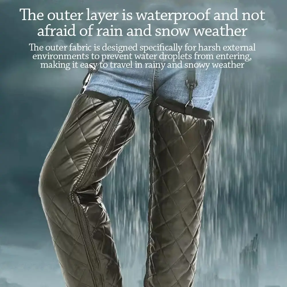 Rodilleras térmicas de terciopelo para pesca – Mangas antiviento unisex - imagen 2