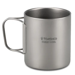 TOMSHOO Taza de titanio de doble pared para camping y senderismo
